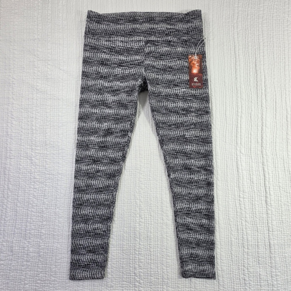 Kyodan Outdoor Womens XL Grey Faux Plaid Textured Leggings 4-Way Stretch NWT Gym